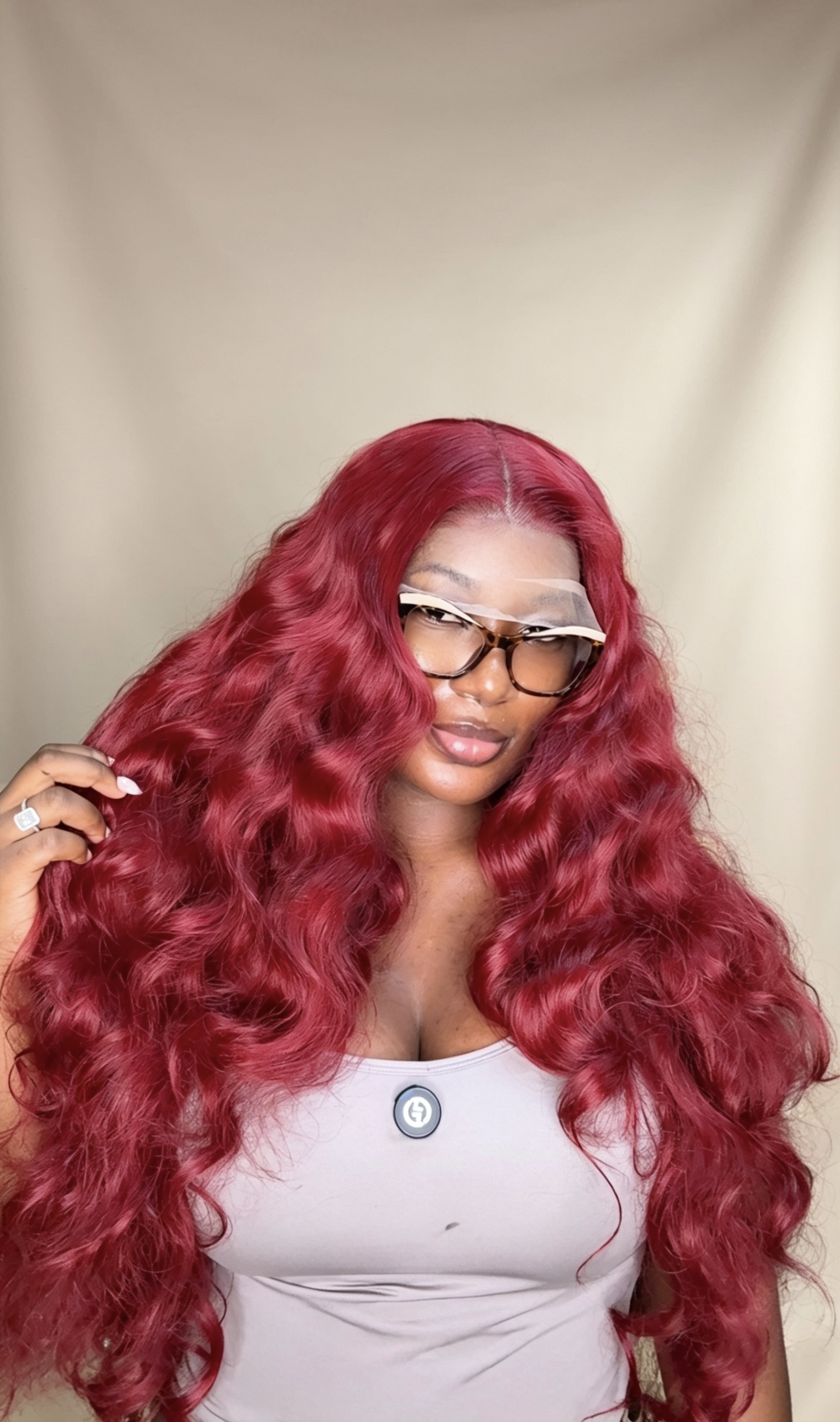 Ruby red wig