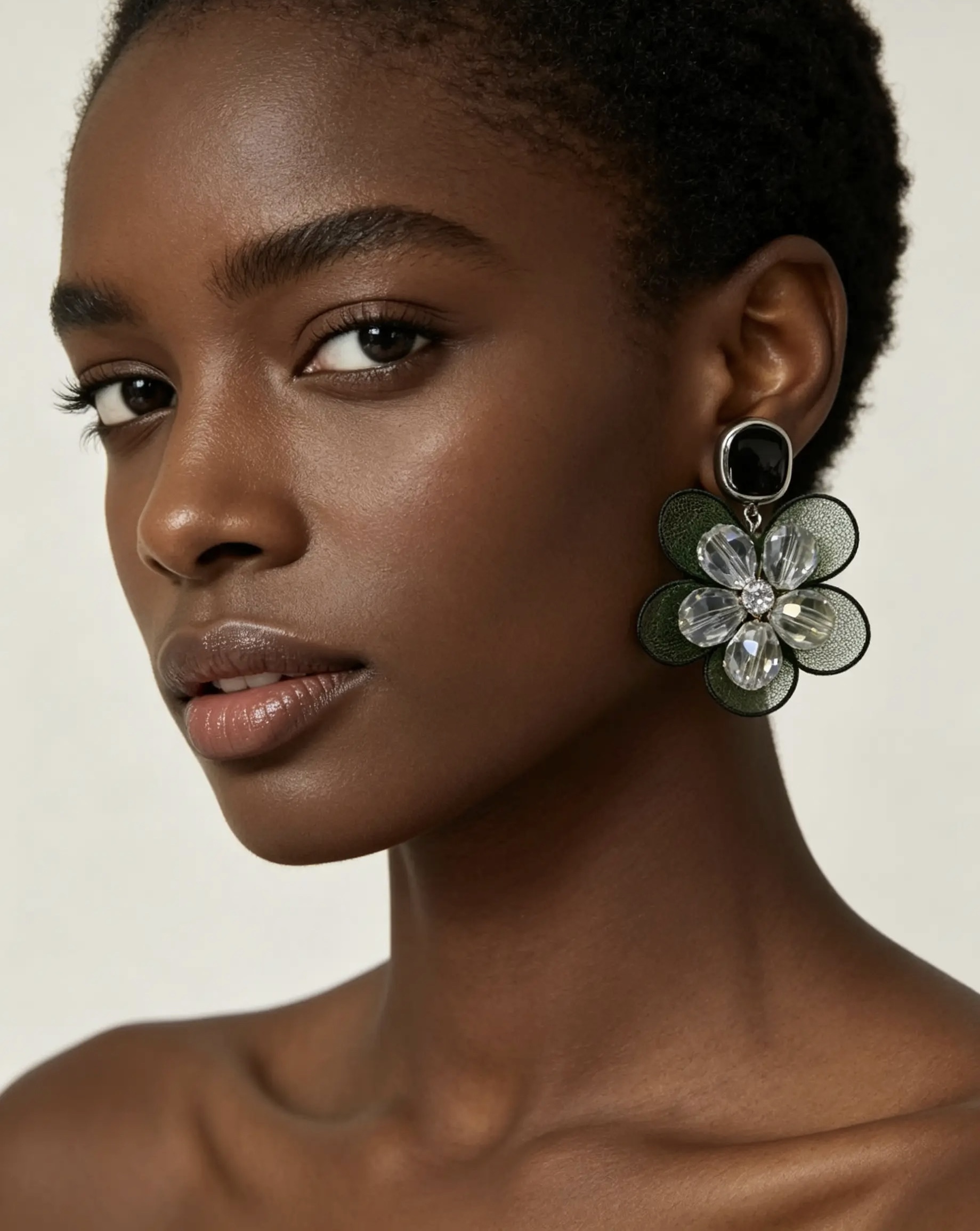 Midnight Blossom Crystal Drop Earrings detail view 2