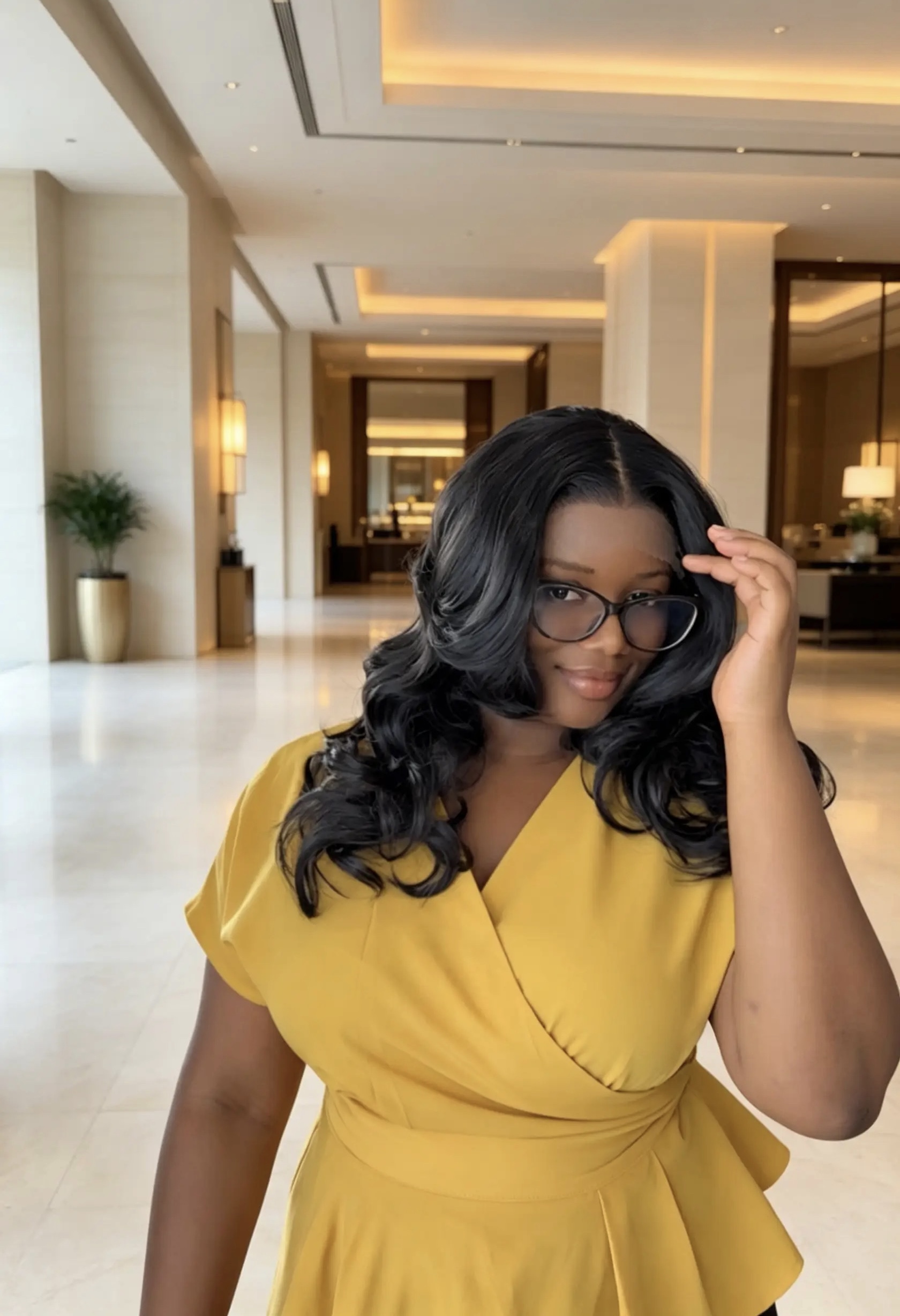 Layered black wig
