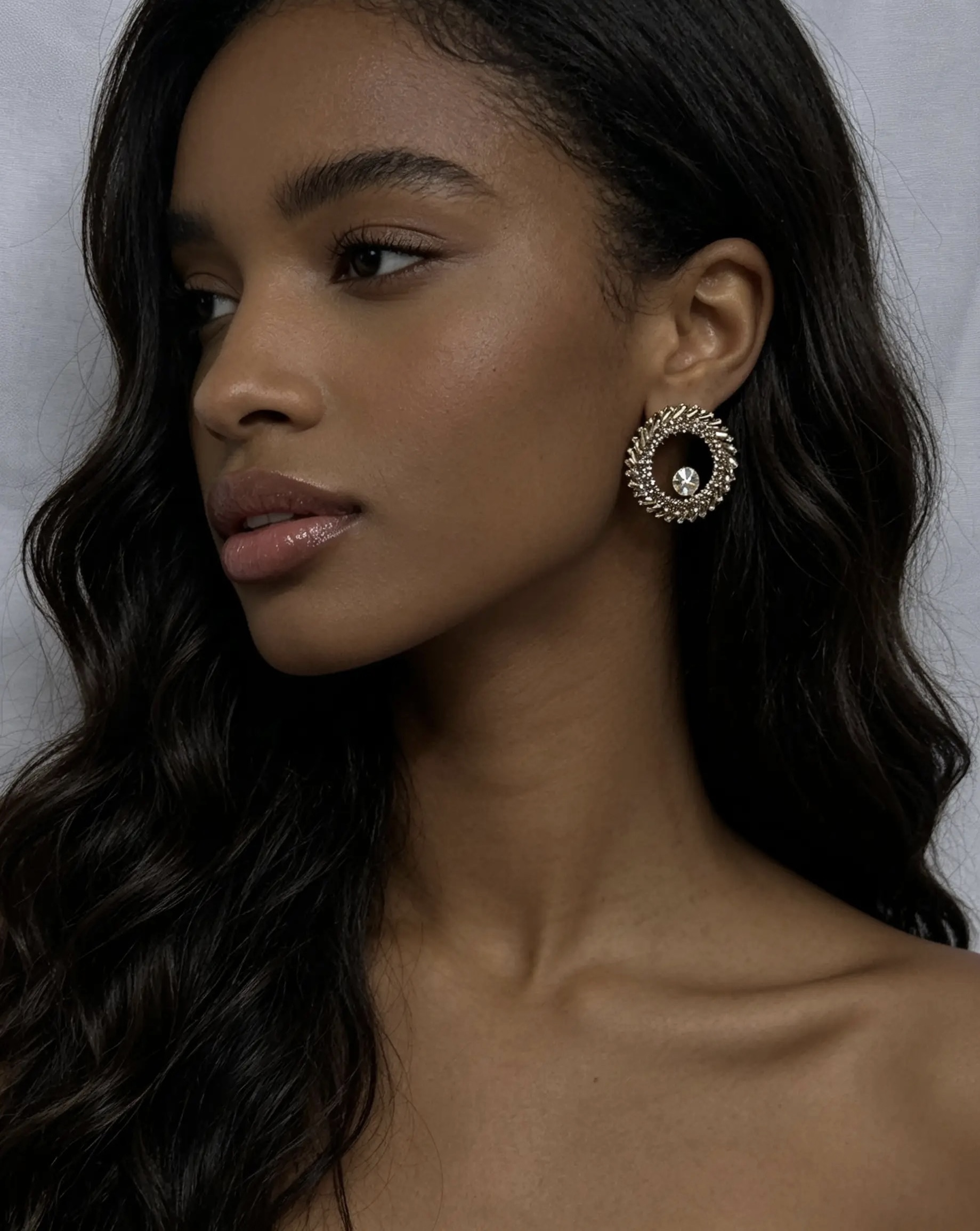 Empress Crystal Sunburst Hoops detail view 2