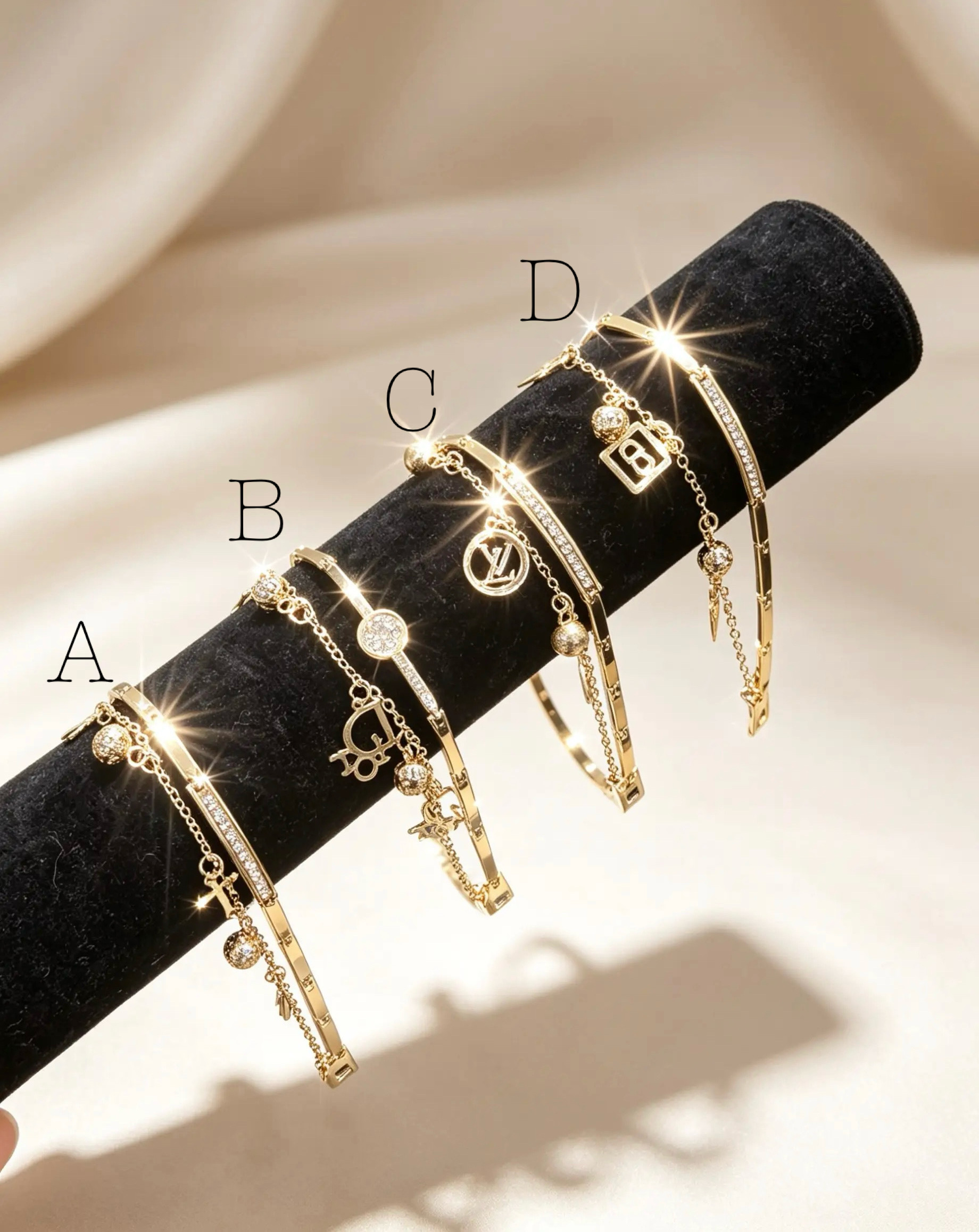 The Couture Layered Bar & Charm Bangle Set detail view 2