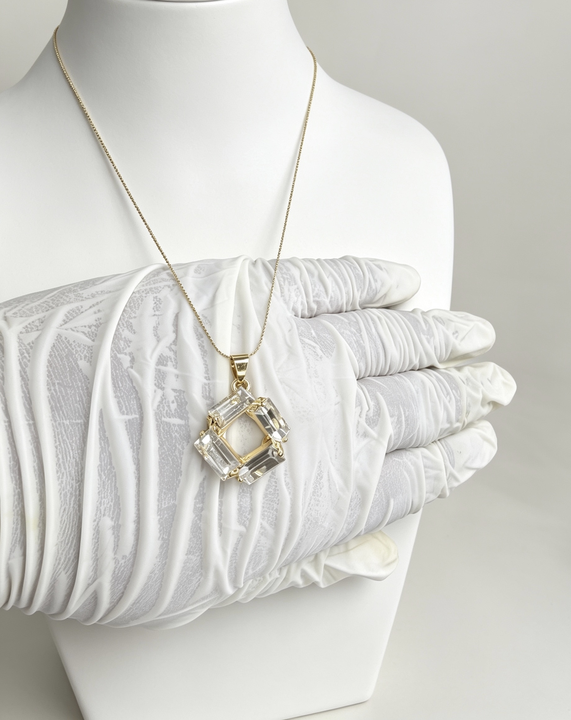 Geometric Prism Pendant Necklace detail view 2