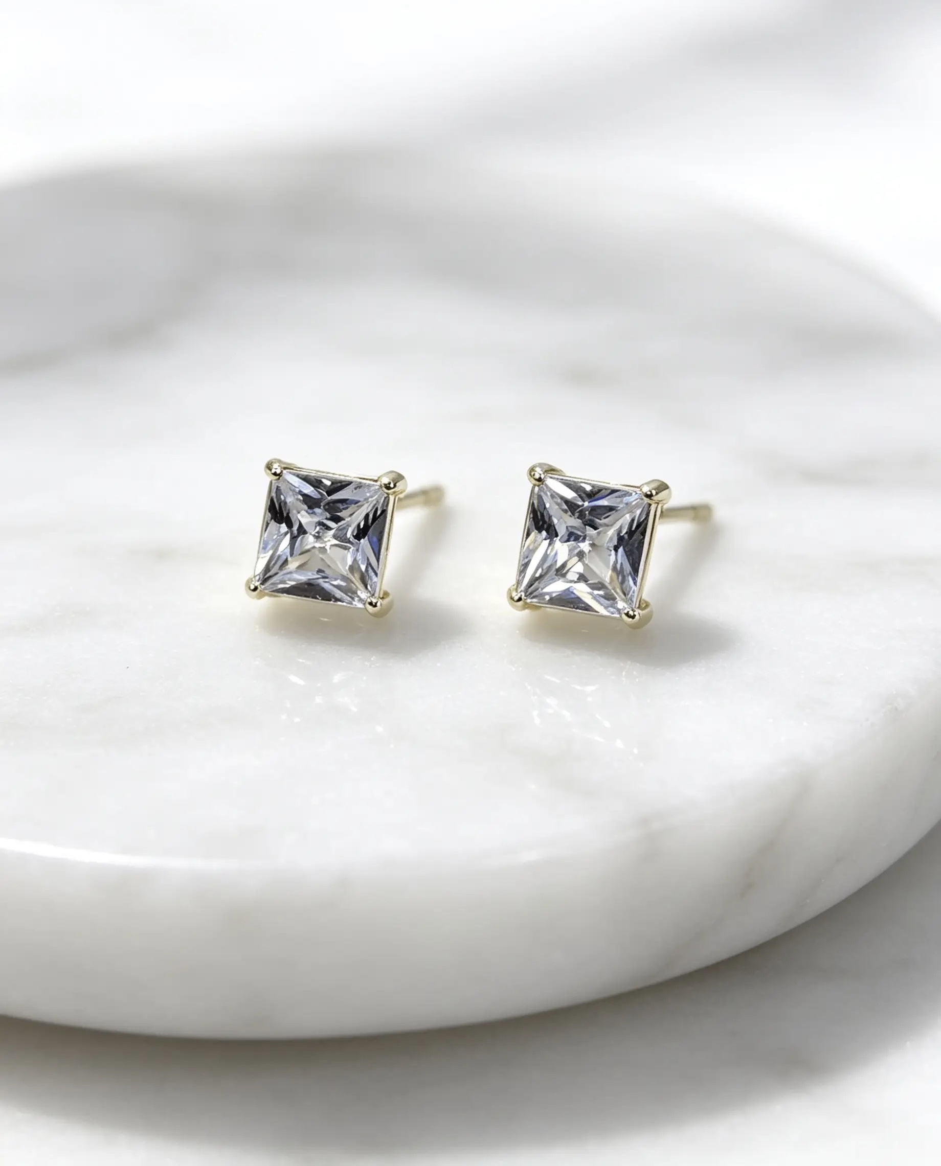 Princess-Cut Minimalist Studs